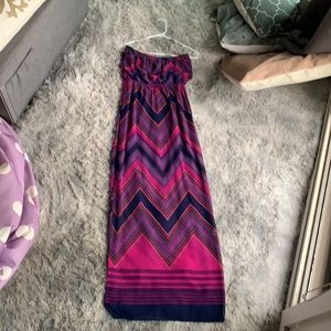 Express high-low sheer strapless dress